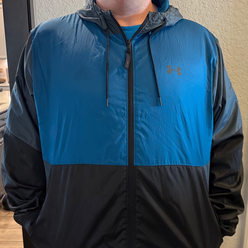Under Armour Men's Teal and Black Windbreaker XXXL *Measurements Added